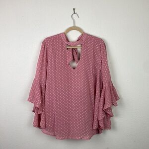 NWT Band of the Free | Blush Semi Sheer Bell Sleeve Top L
